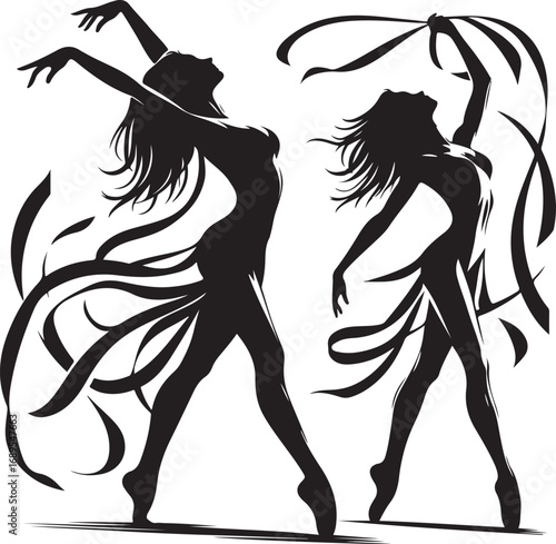 Graceful Dancers Expressing Emotion Through Movement and Flowing Ribbons