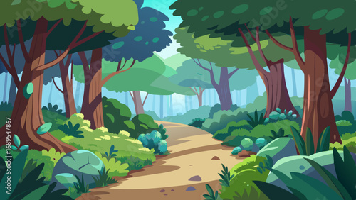 forest bushes path vector illustration background