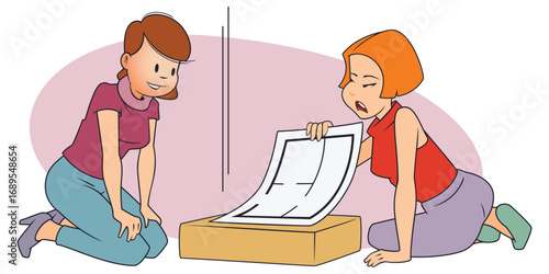 Girls are discussing renovation.