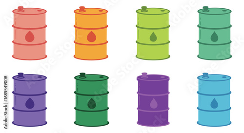 colorful oil barrels stacked neatly in rows