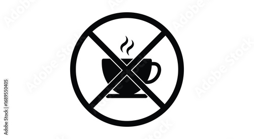 no coffee allowed sign with crossed out cup icon