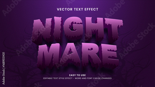 editable text effect nightmare 3d style premium vector