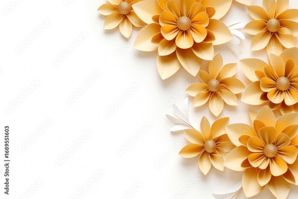 Obraz premium Gold flower floral border backgrounds pattern petal.