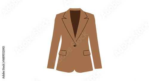 a stylish brown blazer with necklace pendant and pockets