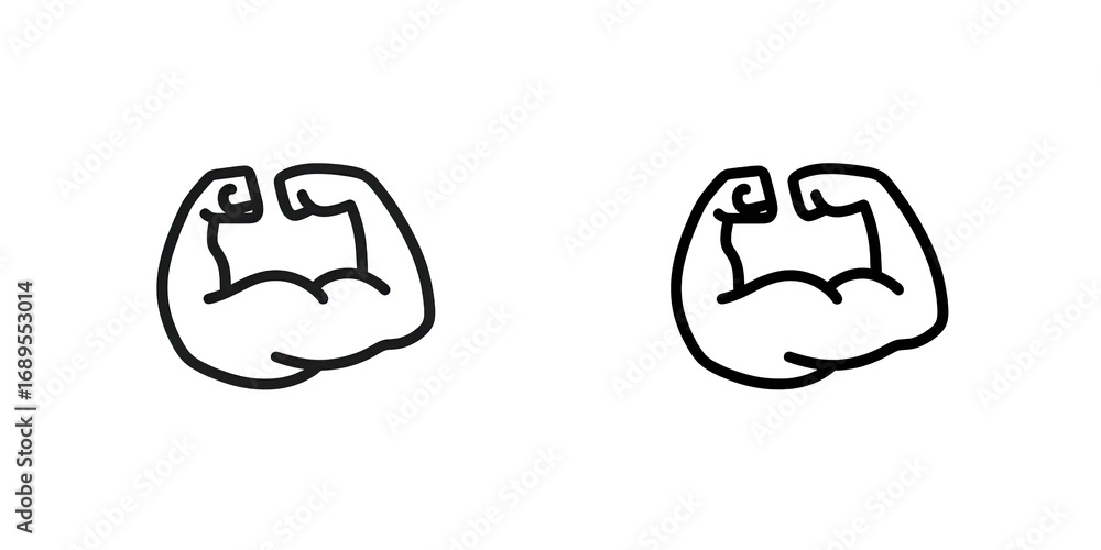 Obraz premium Simple black and white cartoon muscle icon