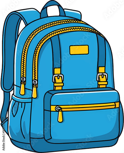 Blue Backpack Illustration Stylish School Bag for Students & Travelers