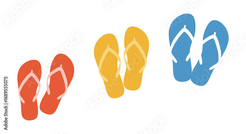 colorful flip flops arranged neatly in a row