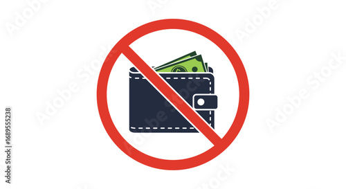 a wallet with money crossed out indicating prohibition
