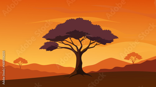 silhouette of palm tree with sunset vector