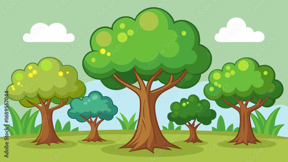 Fototapeta premium tree set cartoon vector illustration
