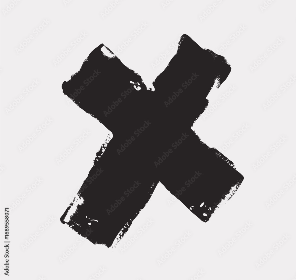Fototapeta premium Cartoon vector illustration of hand drawn a cancel cross as a metaphor for rejection, denial, and opposition