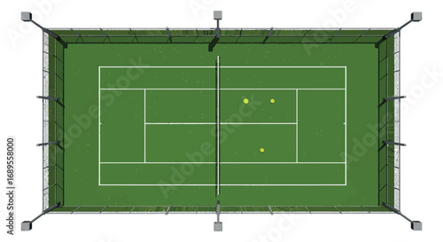 aerial view of tennis court with players in action