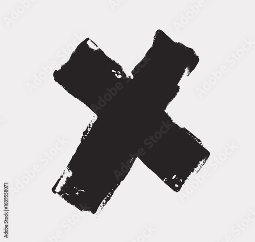 Cartoon vector illustration of hand drawn a cancel cross as a metaphor for rejection, denial, and opposition