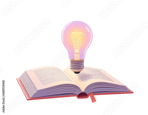 3d minimal learning concept. educational equipment. Reading a book to get a new idea. 