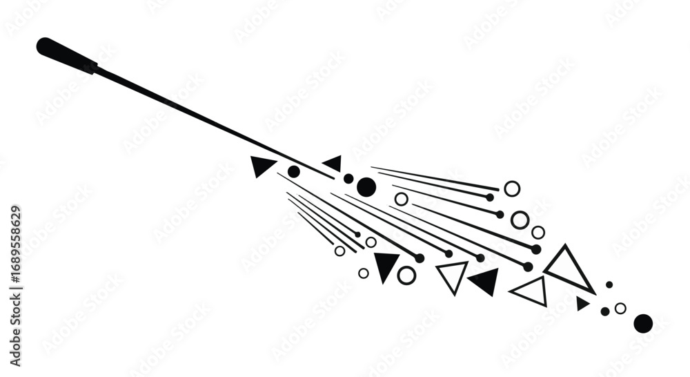 Fototapeta premium Abstract baton symbol representing energetic motion and speed is isolated on a white background for use in sports marketing campaigns, dynamic project branding, and corporate web design assets.