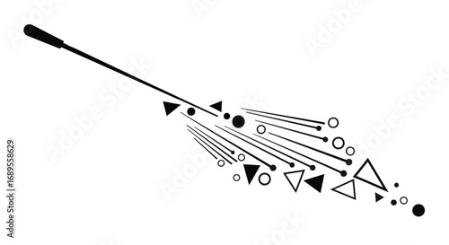 Abstract arrow composed of geometric shapes and lines, symbolizing direction and movement