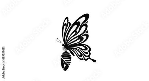 Elegant butterfly emerging from its chrysalis in a moment of transformation and new beginnings.