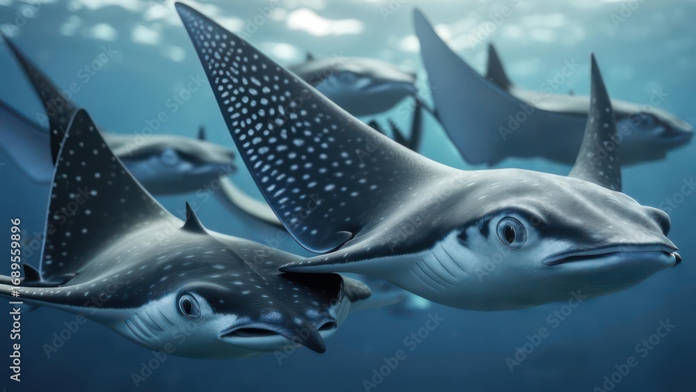 Naklejka premium Stingrays swimming in the ocean