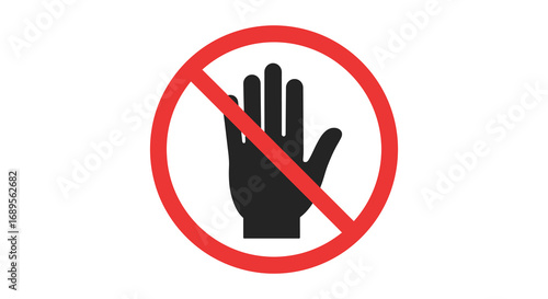 a hand symbol crossed out indicating prohibition or restriction
