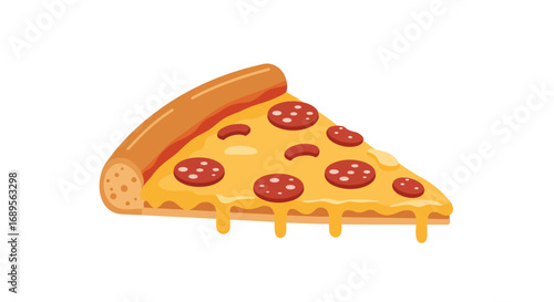 Cartoon Pepperoni Pizza Slice with Dripping Cheese 1.