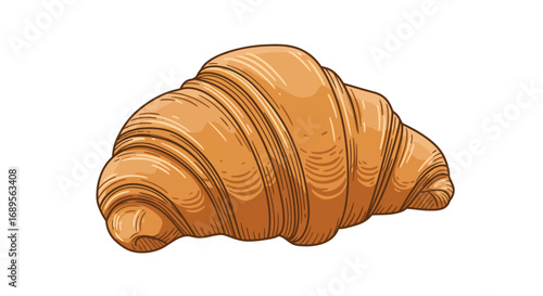 Delicious Golden Brown Croissant Pastry Illustration with Detailed Texture.