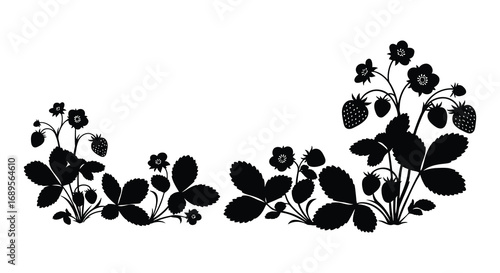 a floral arrangement with strawberries blossoms and leaves