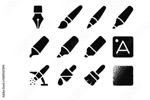 Pattern highlighter creative chisel brush marker vector liner icons icon texture tool
