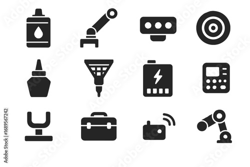 Robot paint case icon extension sensor arm lens painter vector accessories wireless