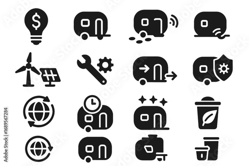 Power capsule vector lifespan mobility eco reduced independence weather maintenance icon energy