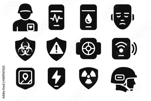 Environmental hydration biosensor vector tactical military helmet icon patch badge icons tracker