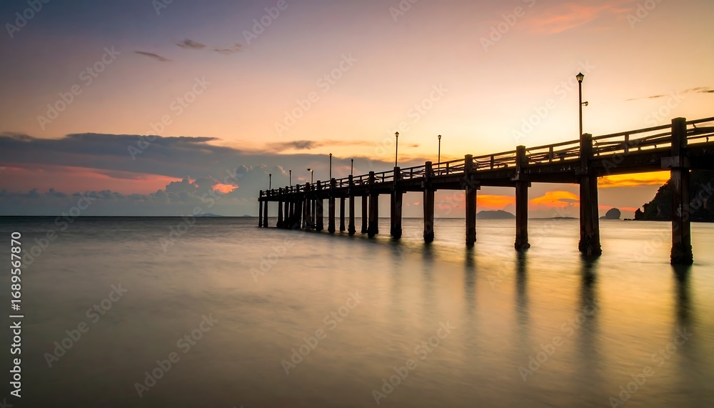 Fototapeta premium Sunrise over a wooden pier