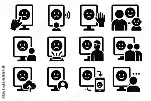 Icon assistant icons vector feedback virtual sync reality emotion data mirror