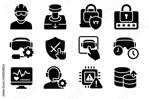 Emergency timeout ar safety icons measures data protective stop user icon gear