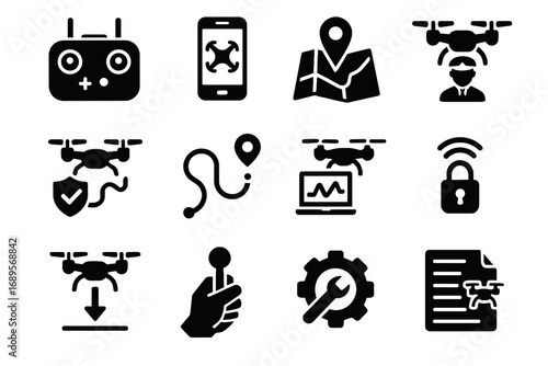 Signal vector icons encryption landing planner app mobile icon control autopilot drone