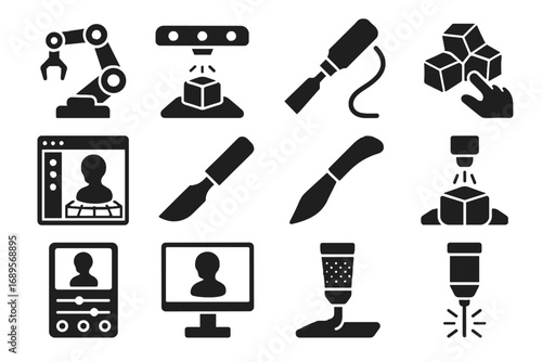 Applicator ai robotic vector icon design sculptor screen sensor tools software laser
