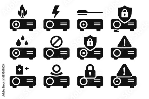 Short secure notification safety vector surge alert privacy icon projector waterproof overheating