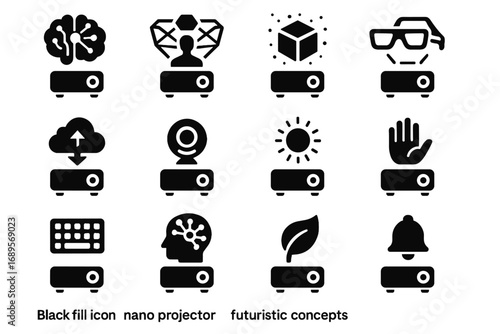 Interface display gesture vector augmented set brightness assistant icon notifications futuristic neural