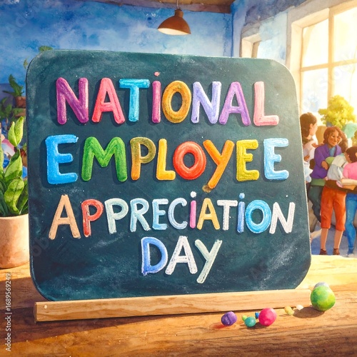 Colorful chalkboard celebrating National Employee Appreciation Day