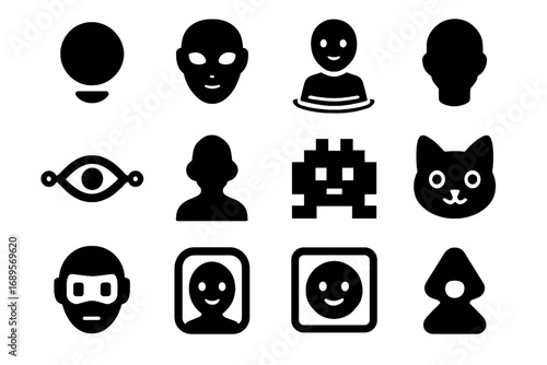 Node icon silhouette friend helper pet avatar shape ai floating vector