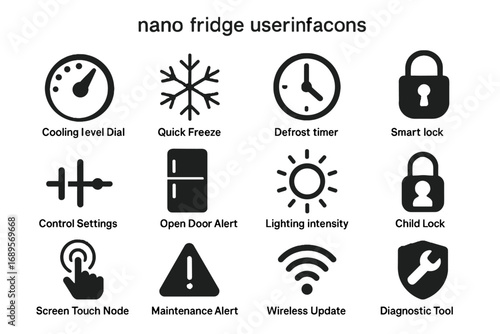 Vector tool icon wireless timer alert button nano lock fridge cooling door