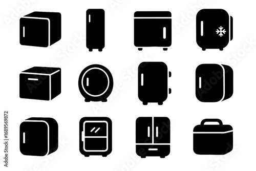Fridge vector model pod box slim icon nano vertical cooler mini