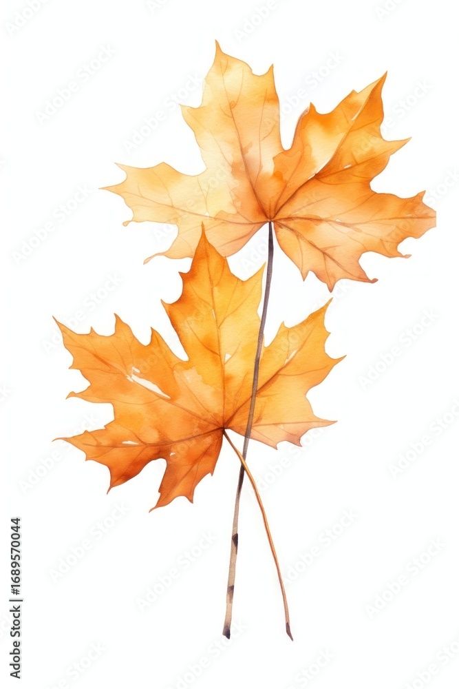 Fototapeta premium Autumn maple leaves watercolor illustration