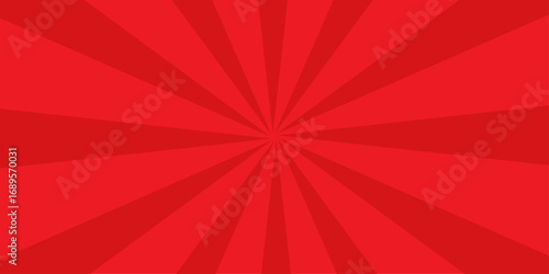 An abstract red sunburst vector with a vintage grunge texture and radial rays