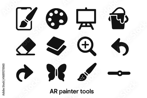 Eraser texture bucket tools redo painter control icon vector canvas brush ar