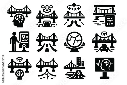Future pedestrian autonomous link vector icon innovations concrete plate environmental adaptation unit
