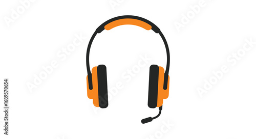 orange black headphones with microphone for communication