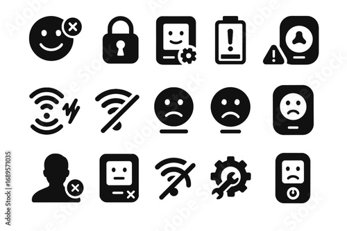 Connectivity warning low issue noise emotion lock required sensor vector icon