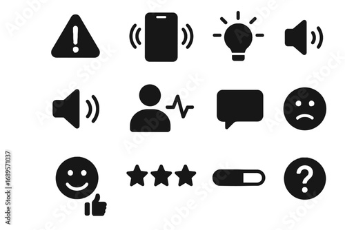 Message sensor bar emotion sound alert pulse change color vector emoji icon