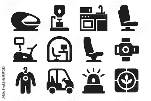 Vector dome speech bio capsule pod icon seat no letters isolated indoor