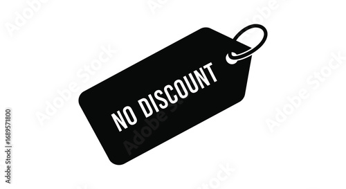 a black tag with text no discount attached by metal ring